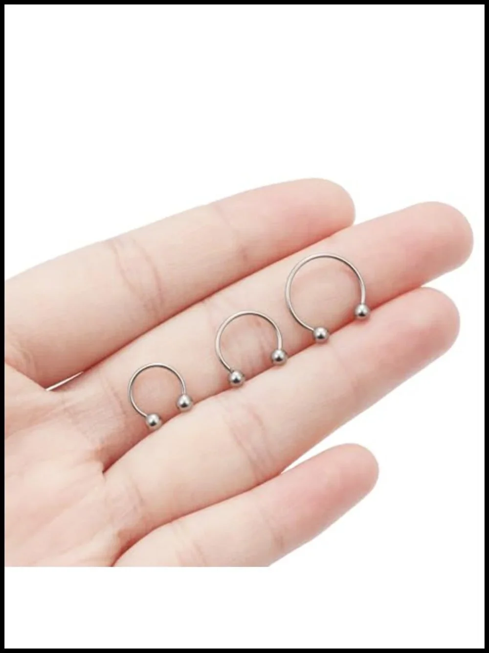 G23 Titanium Piercing Jewelry, 20G/18G/16G Horseshoe Hoop Rings Set